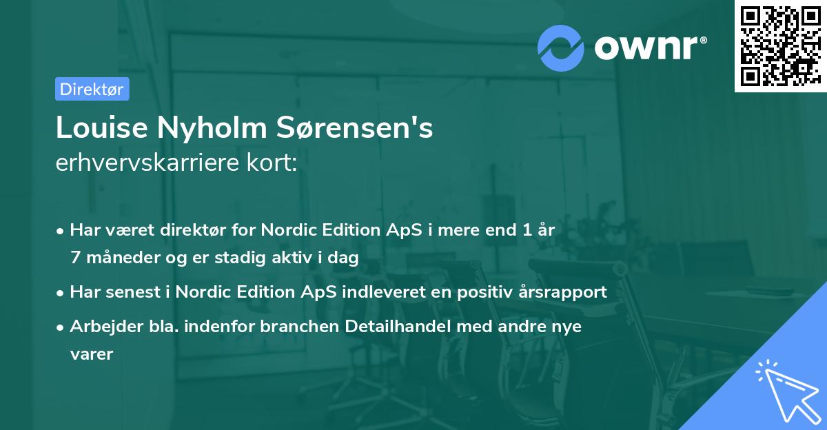 Louise Nyholm Sørensen's erhvervskarriere kort