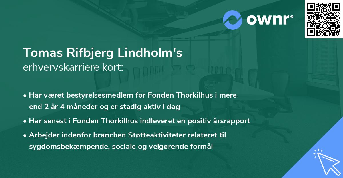 Tomas Rifbjerg Lindholm's erhvervskarriere kort