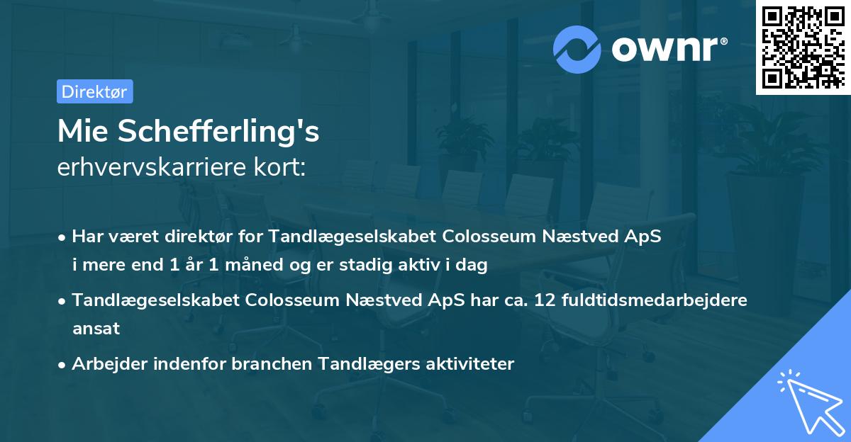 Mie Schefferling's erhvervskarriere kort