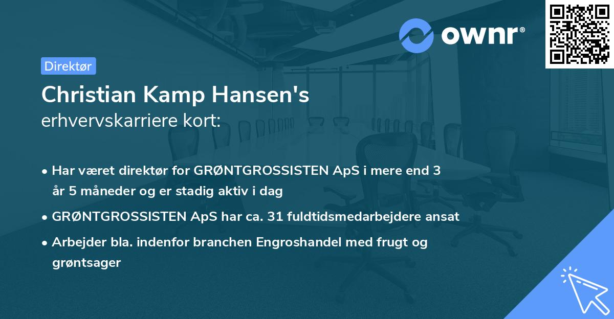Christian Kamp Hansen's erhvervskarriere kort