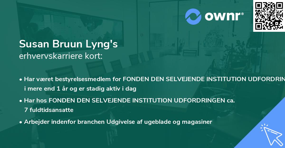 Susan Bruun Lyng's erhvervskarriere kort