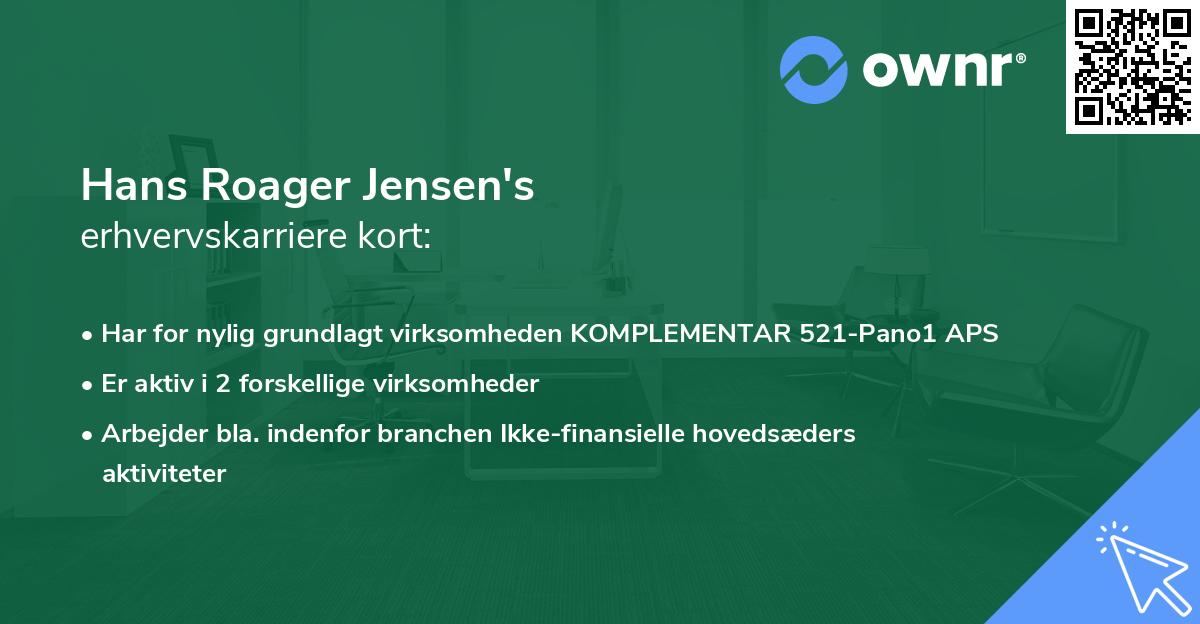 Hans Roager Jensen's erhvervskarriere kort