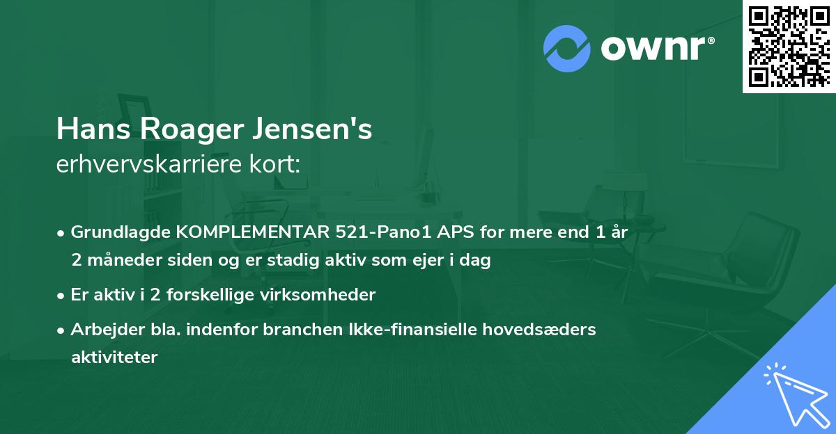 Hans Roager Jensen's erhvervskarriere kort