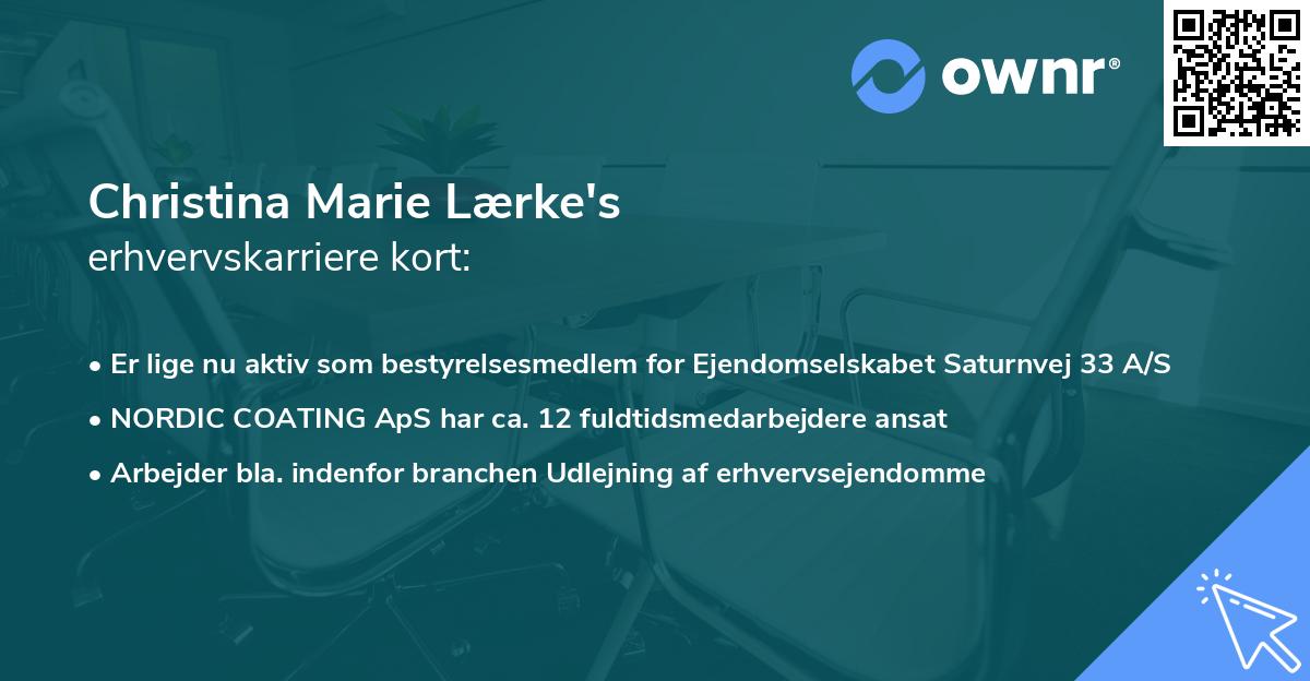 Christina Marie Lærke's erhvervskarriere kort