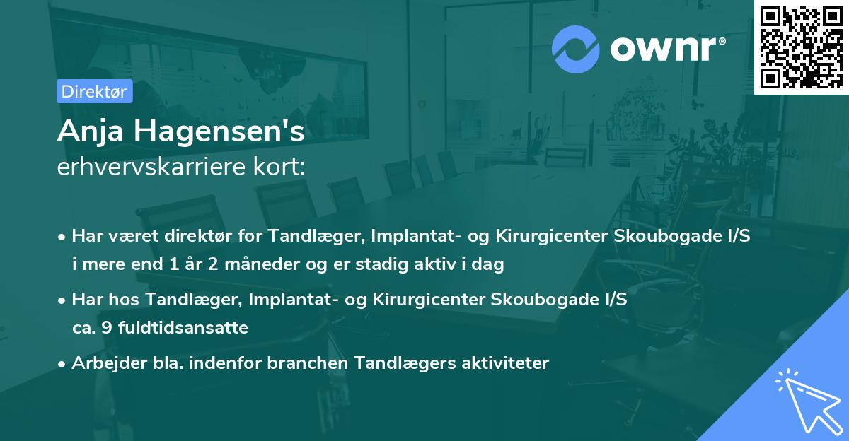 Anja Hagensen's erhvervskarriere kort