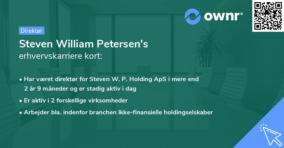 Steven William Petersen's erhvervskarriere kort