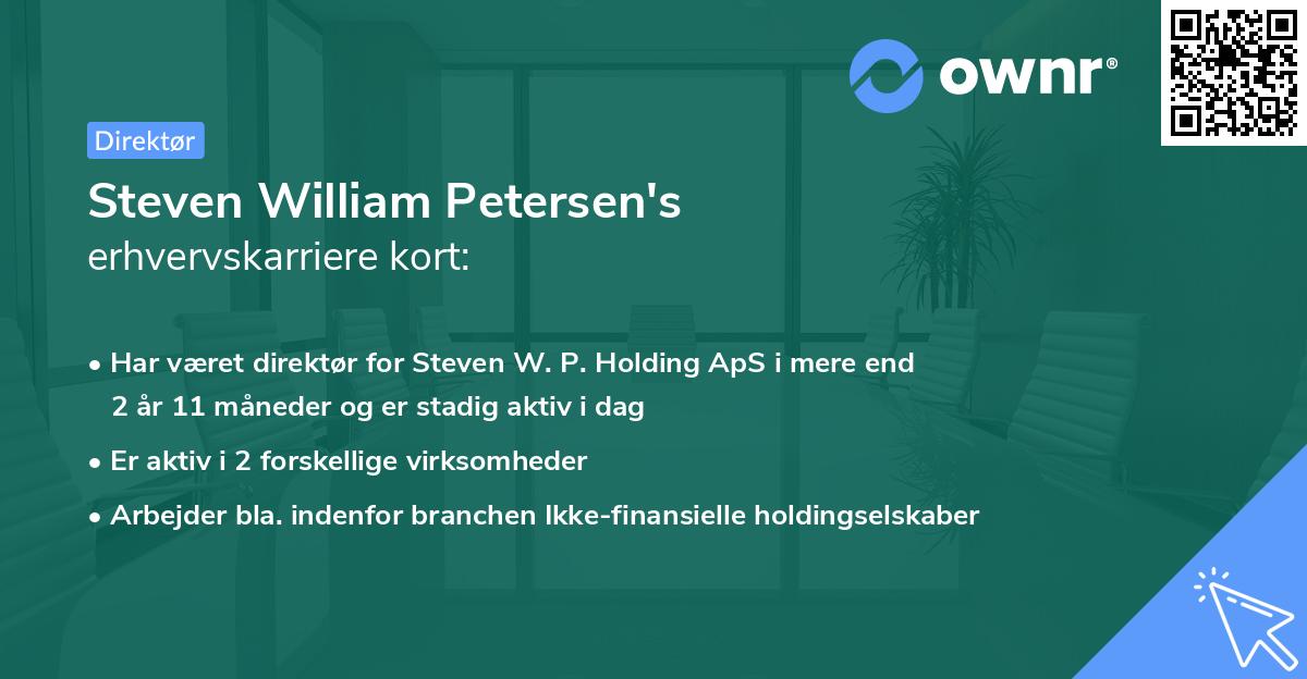 Steven William Petersen's erhvervskarriere kort