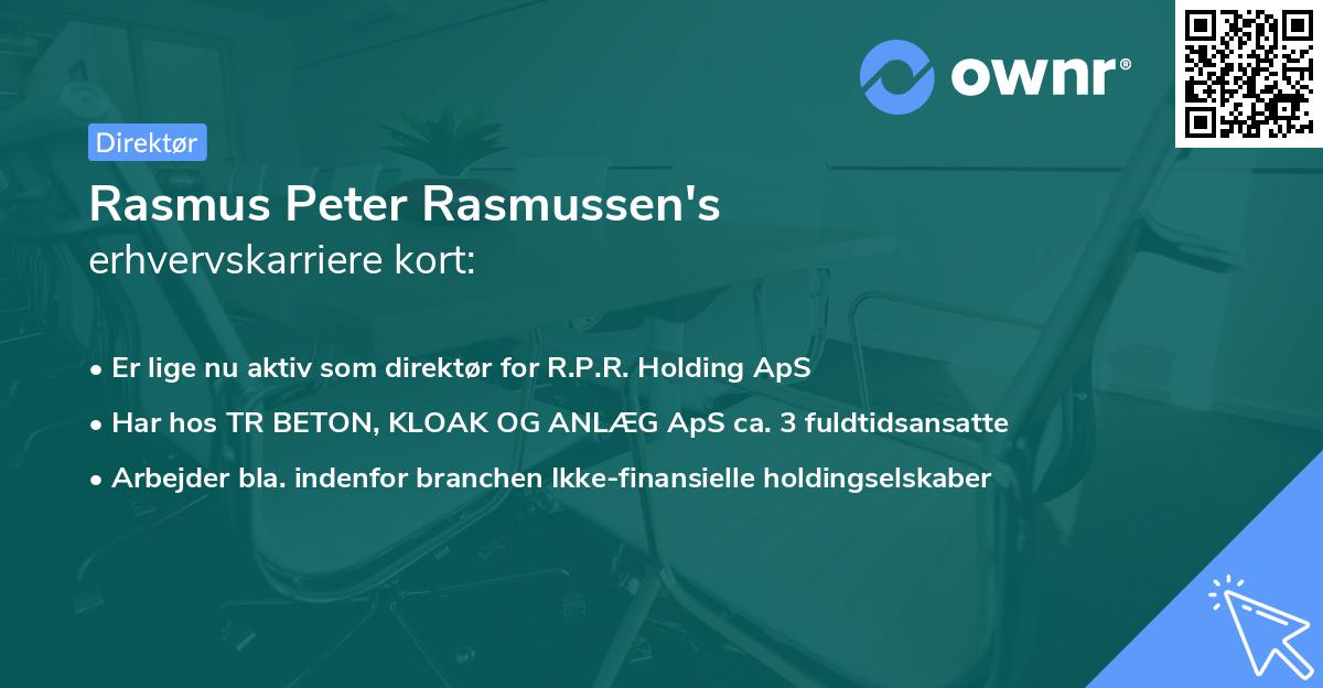 Rasmus Peter Rasmussen's erhvervskarriere kort