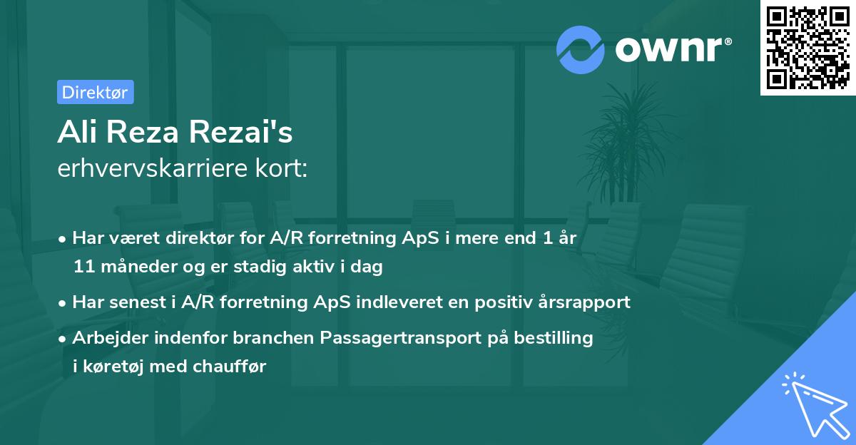 Ali Reza Rezai's erhvervskarriere kort
