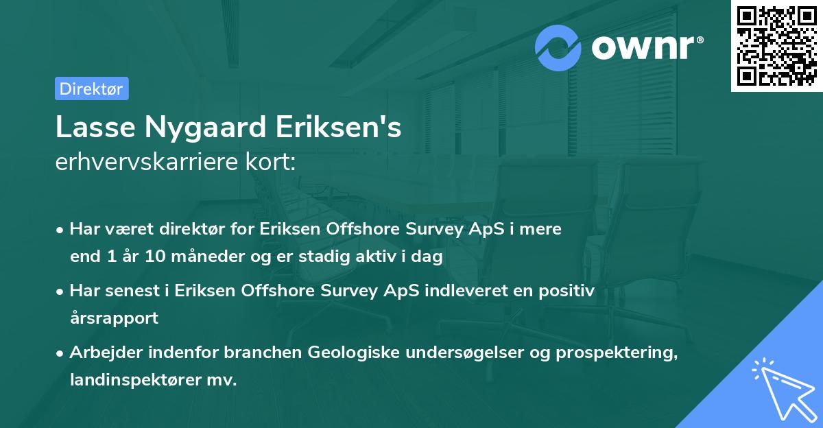 Lasse Nygaard Eriksen's erhvervskarriere kort