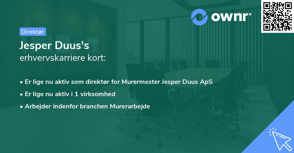 Jesper Duus's erhvervskarriere kort