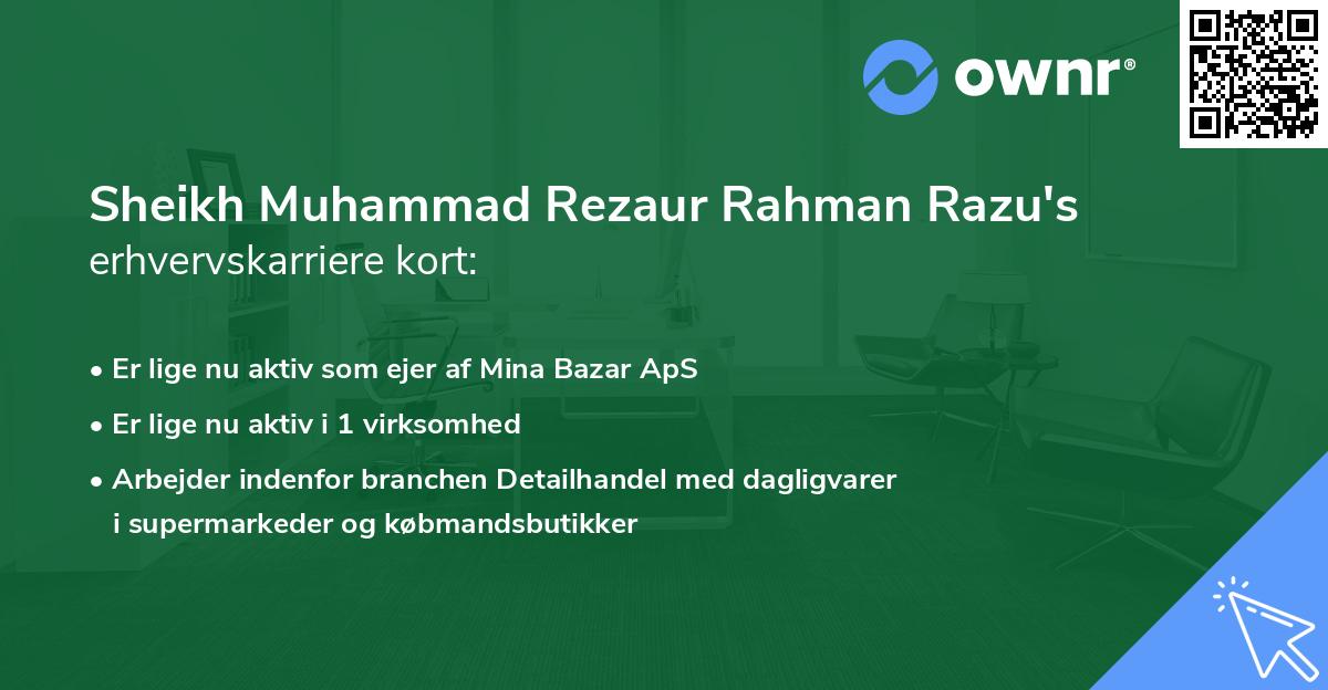 Sheikh Muhammad Rezaur Rahman Razu's erhvervskarriere kort