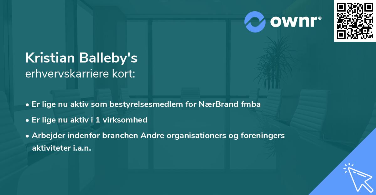 Kristian Balleby's erhvervskarriere kort