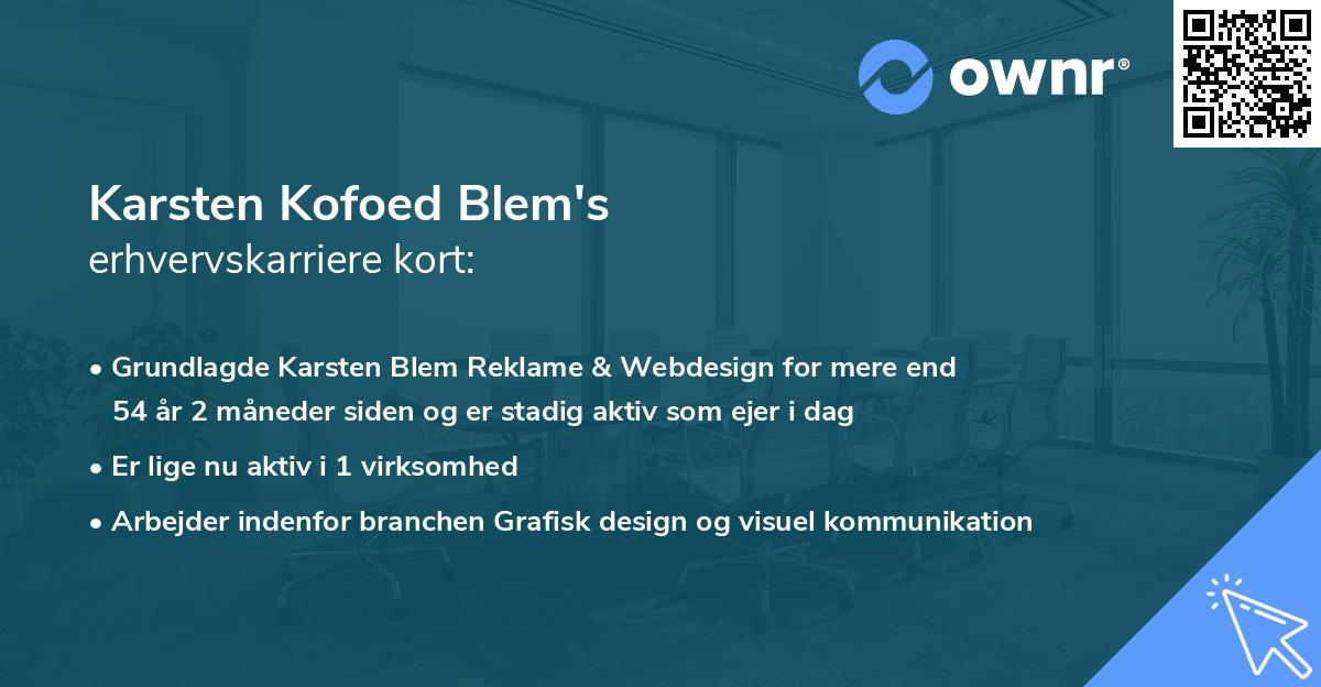 Karsten Kofoed Blem's erhvervskarriere kort