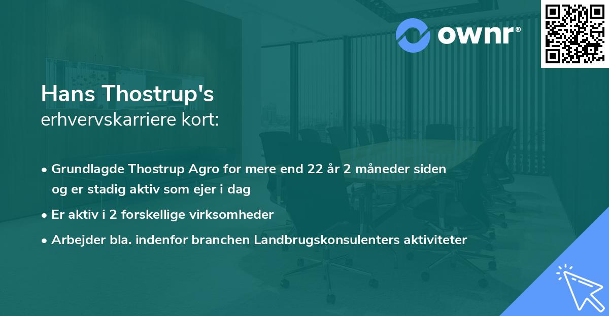 Hans Thostrup's erhvervskarriere kort