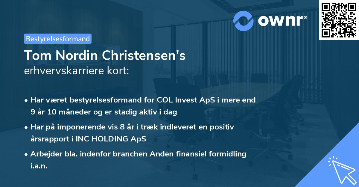 Tom Nordin Christensen's erhvervskarriere kort