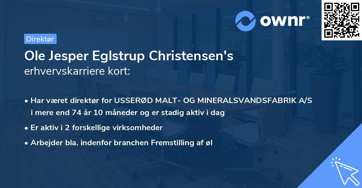 Ole Jesper Eglstrup Christensen's erhvervskarriere kort