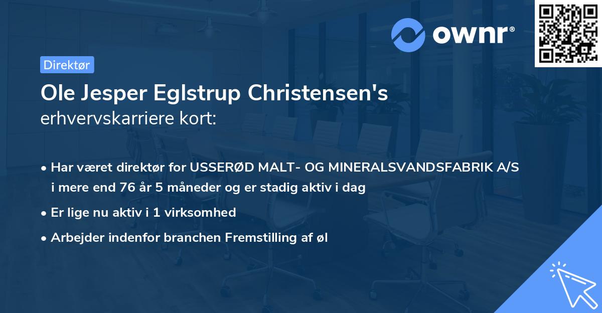 Ole Jesper Eglstrup Christensen's erhvervskarriere kort