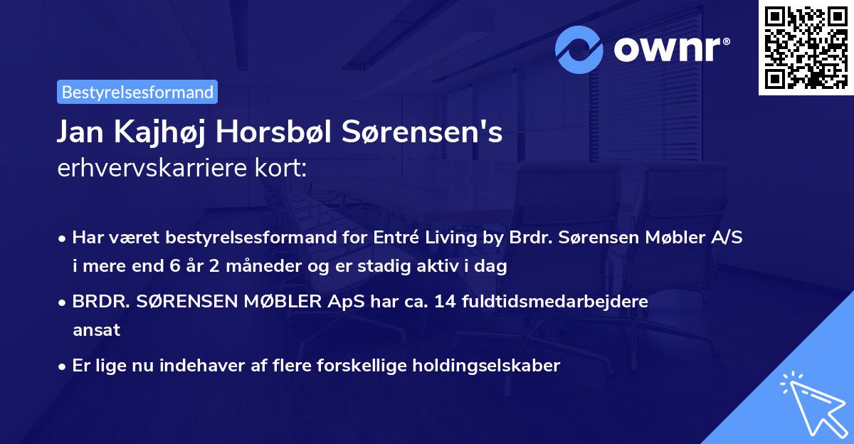 Jan Kajhøj Horsbøl Sørensen's erhvervskarriere kort