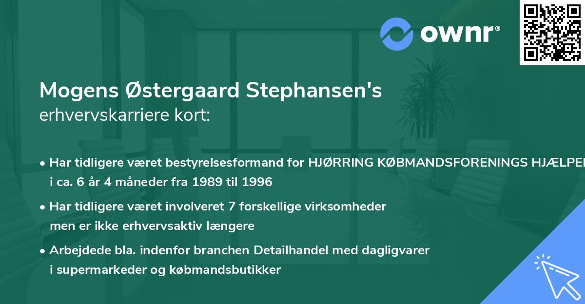 Mogens Østergaard Stephansen's erhvervskarriere kort