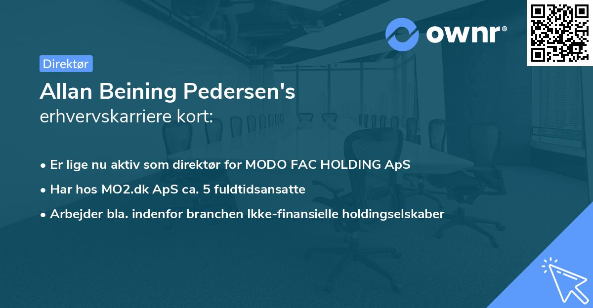 Allan Beining Pedersen's erhvervskarriere kort