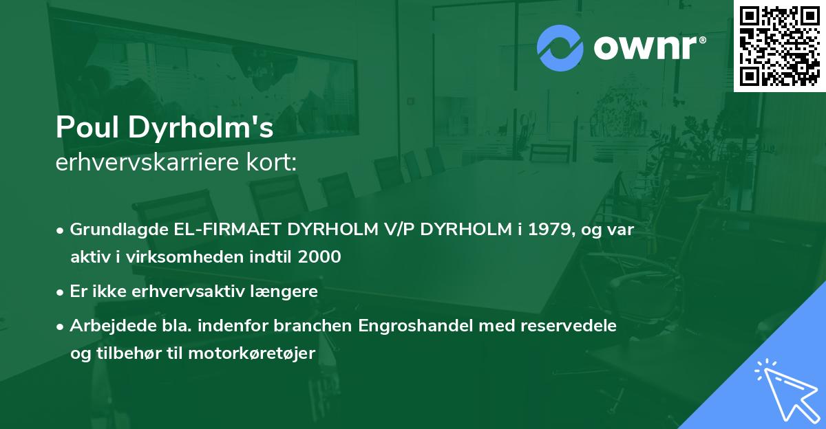 Poul Dyrholm's erhvervskarriere kort