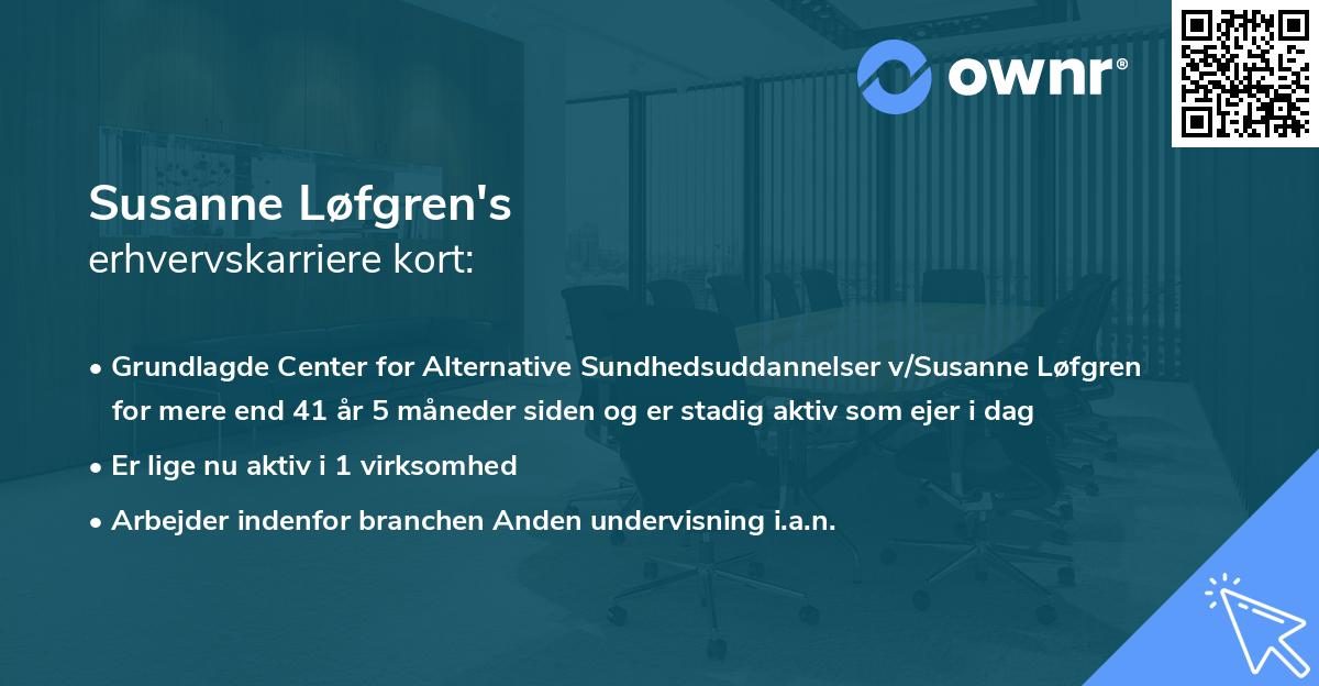 Susanne Løfgren's erhvervskarriere kort