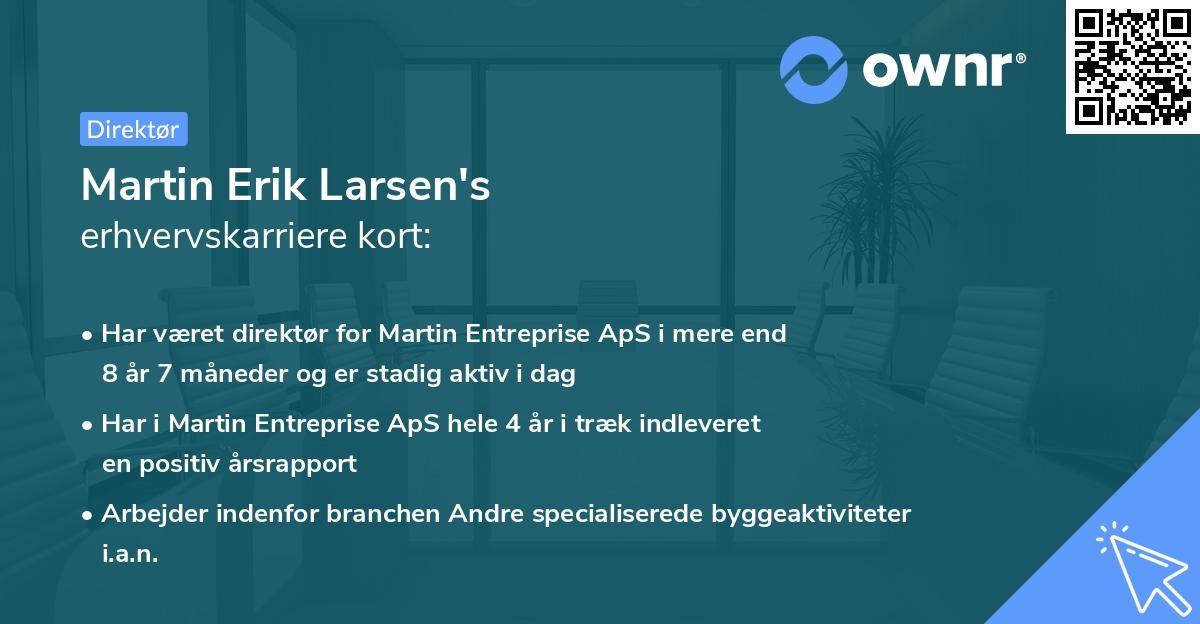 Martin Erik Larsen's erhvervskarriere kort