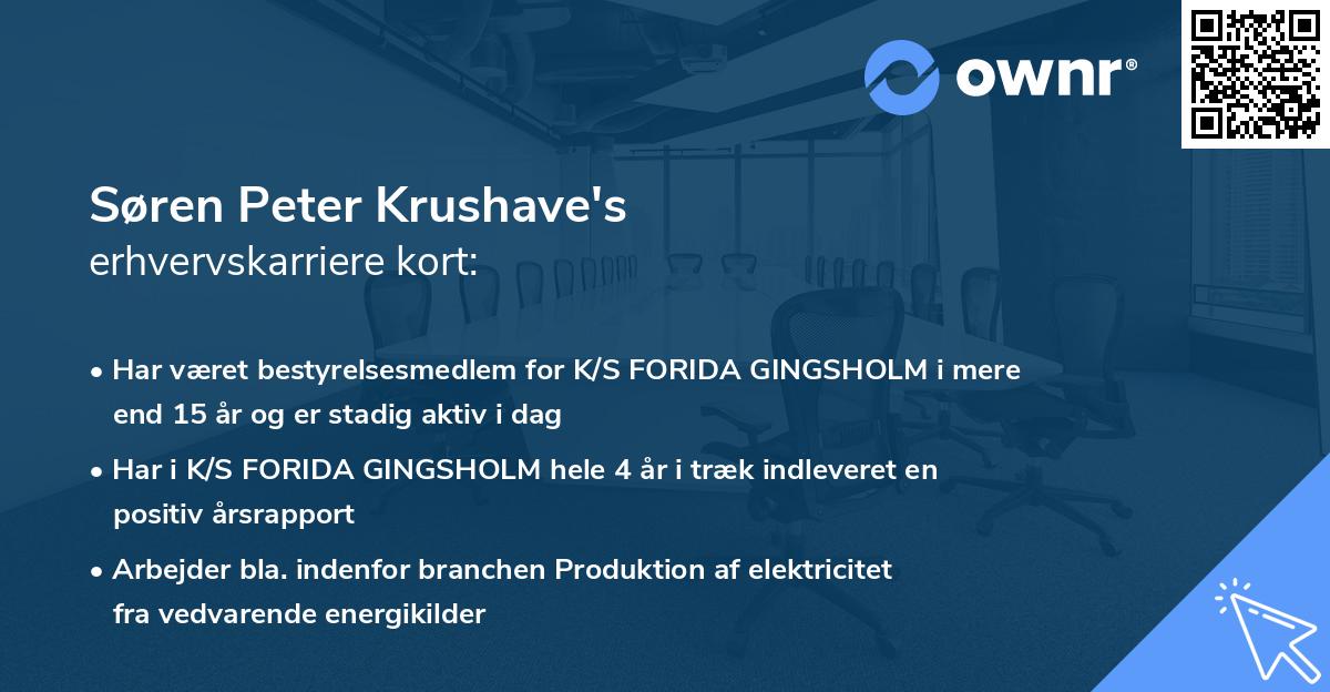 Søren Peter Krushave's erhvervskarriere kort