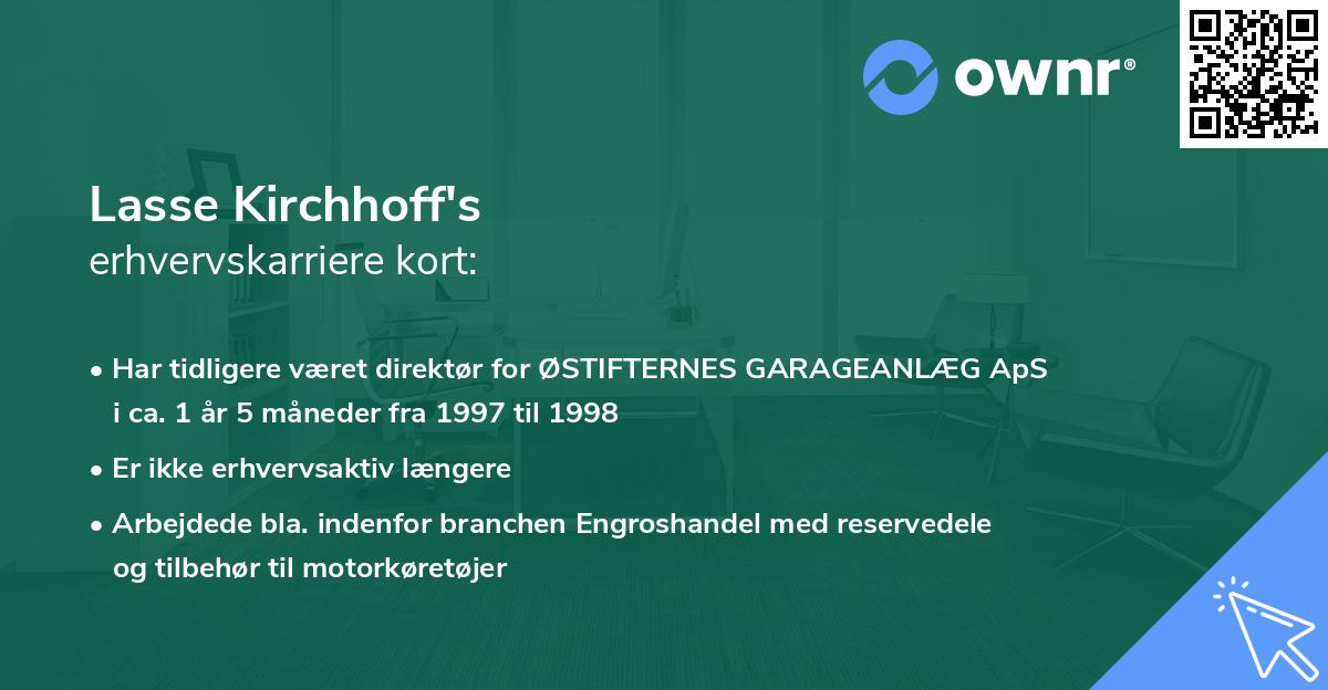 Lasse Kirchhoff's erhvervskarriere kort