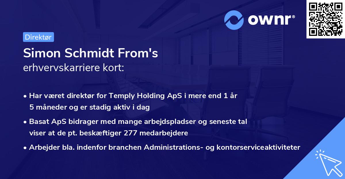 Simon Schmidt From's erhvervskarriere kort