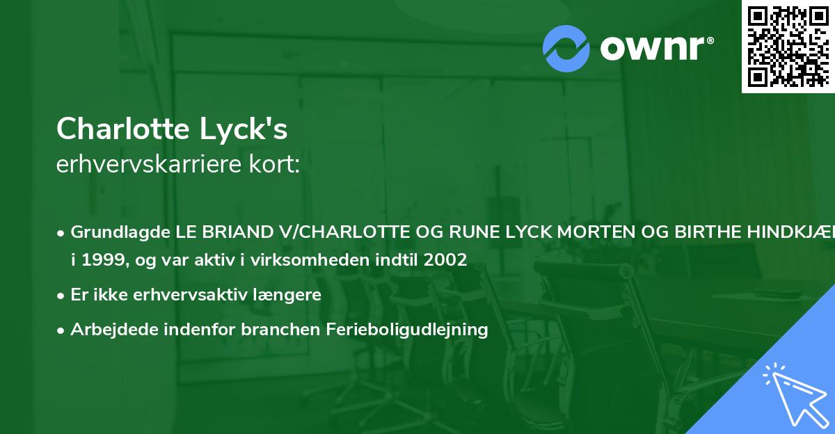 Charlotte Lyck's erhvervskarriere kort