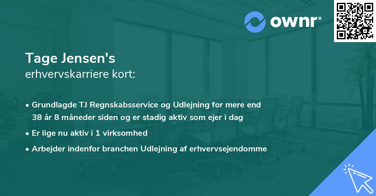 Tage Jensen's erhvervskarriere kort