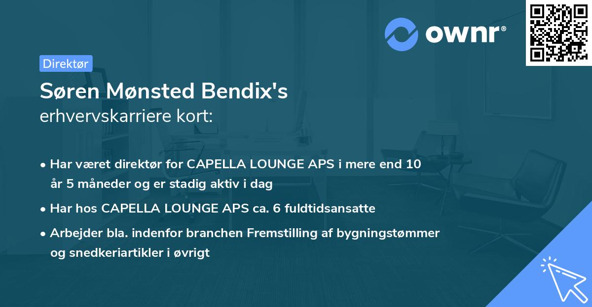 Søren Mønsted Bendix's erhvervskarriere kort