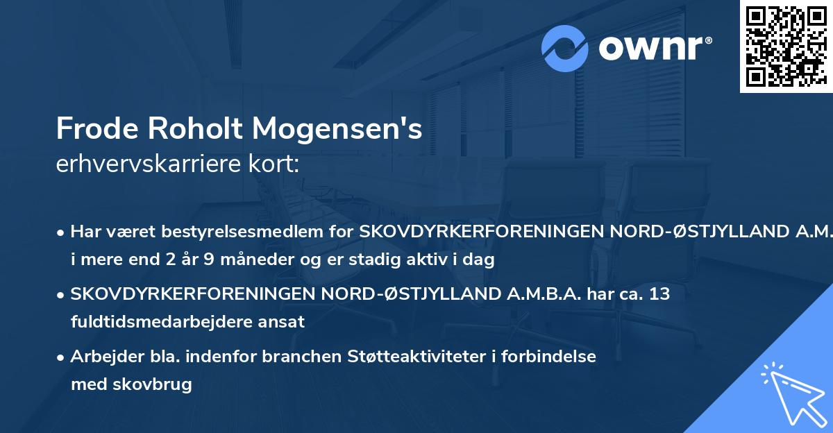 Frode Roholt Mogensen's erhvervskarriere kort