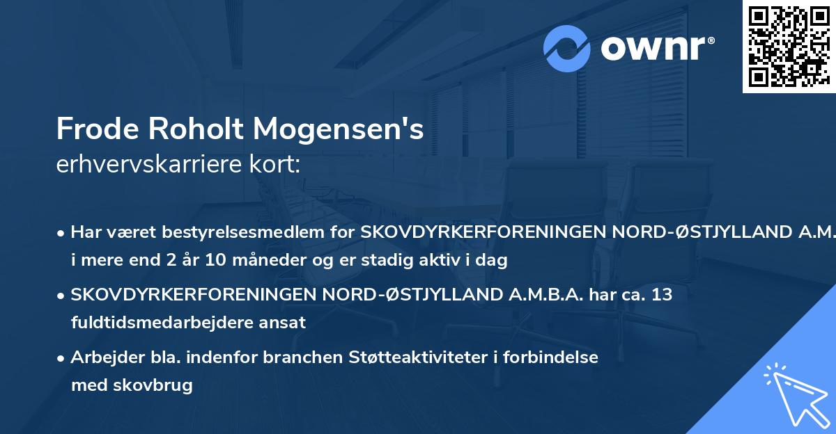 Frode Roholt Mogensen's erhvervskarriere kort