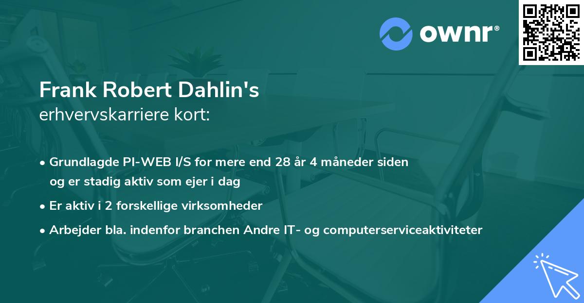 Frank Robert Dahlin's erhvervskarriere kort