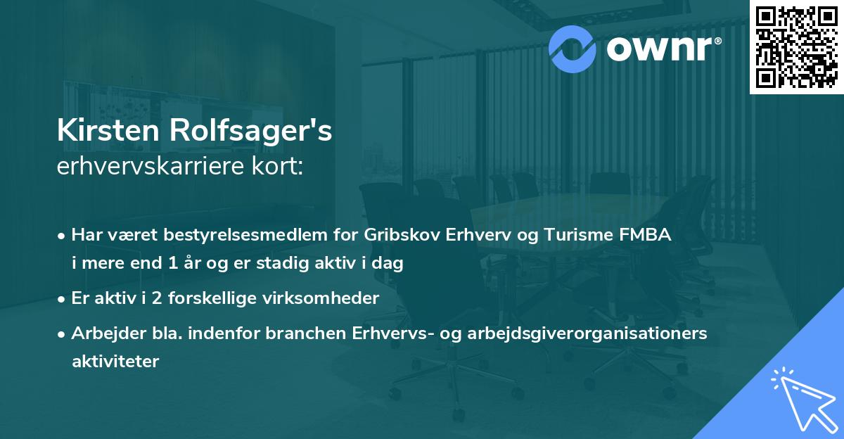 Kirsten Rolfsager's erhvervskarriere kort