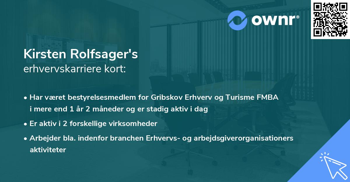 Kirsten Rolfsager's erhvervskarriere kort