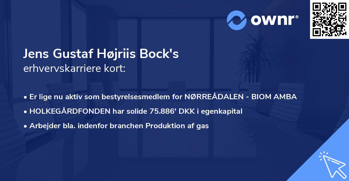 Jens Gustaf Højriis Bock's erhvervskarriere kort