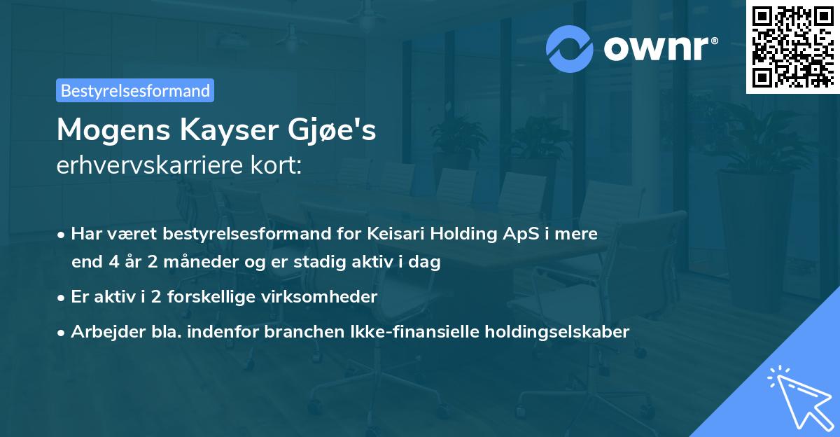 Mogens Kayser Gjøe's erhvervskarriere kort