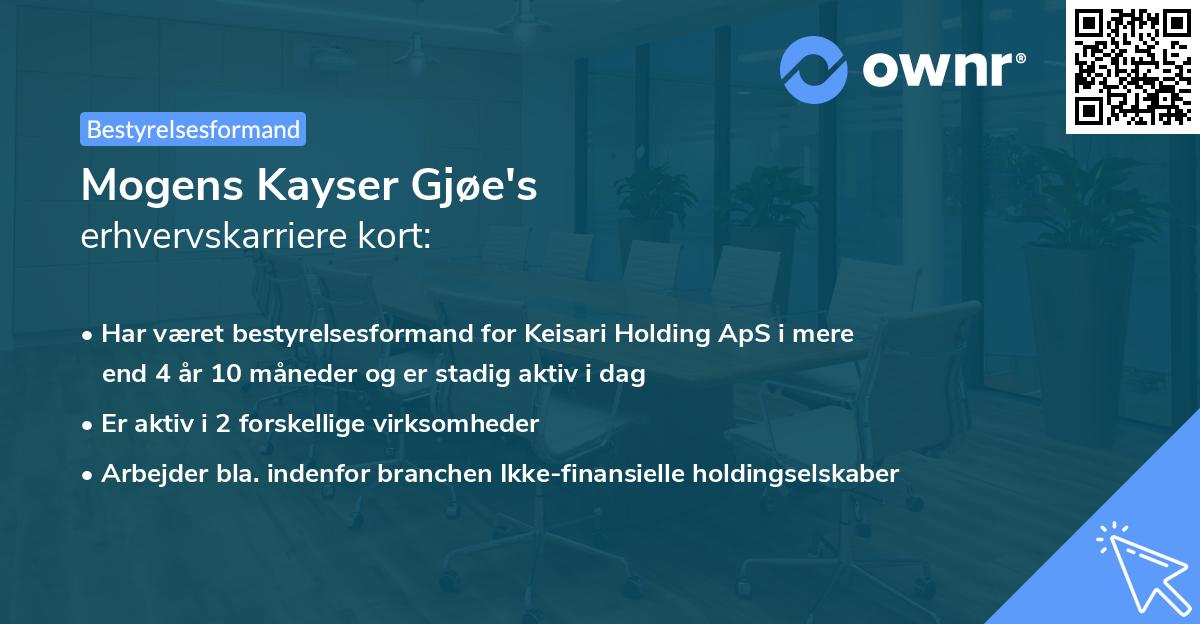 Mogens Kayser Gjøe's erhvervskarriere kort