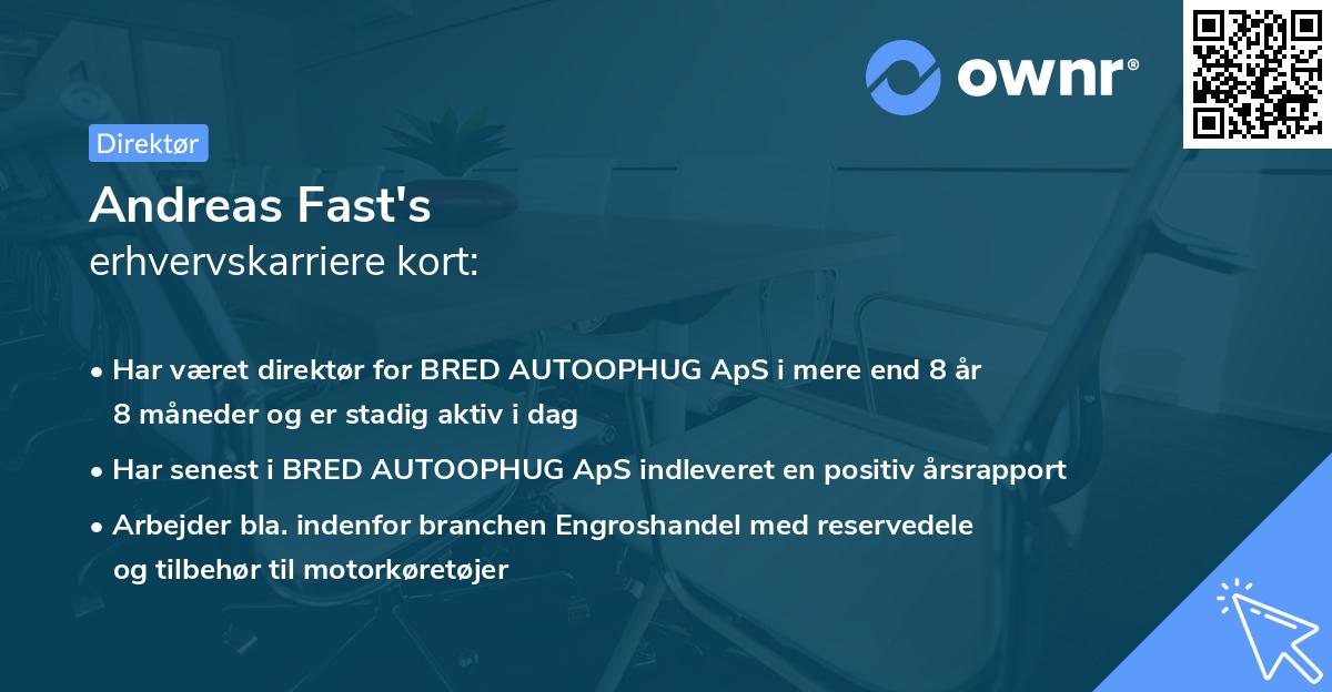 Andreas Fast's erhvervskarriere kort
