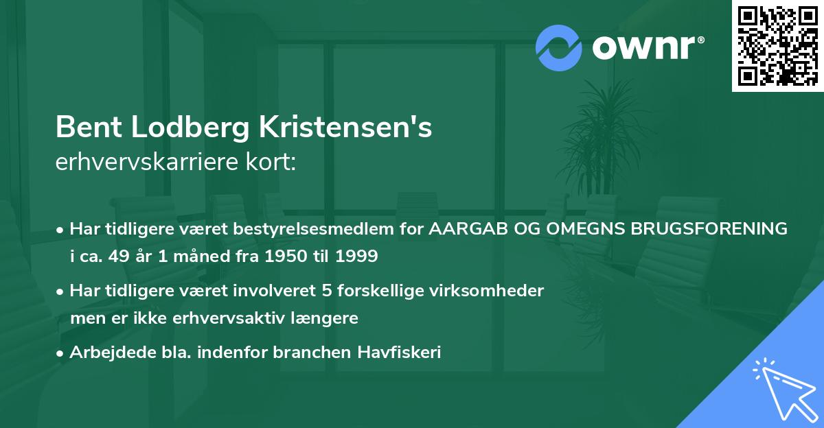 Bent Lodberg Kristensen's erhvervskarriere kort