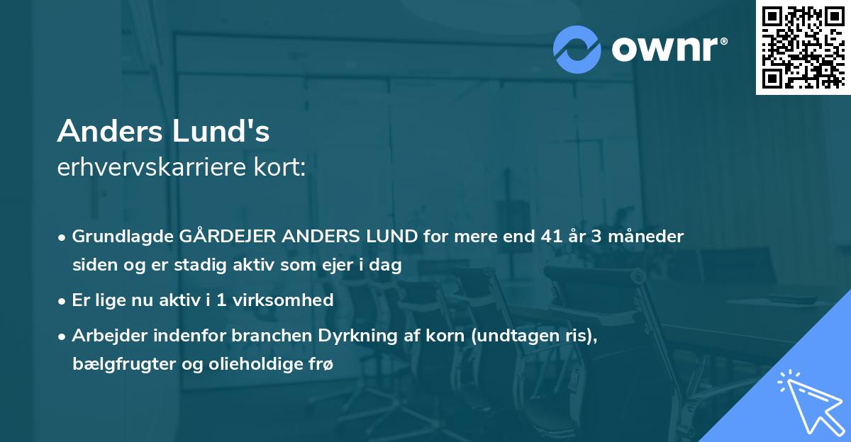Anders Lund's erhvervskarriere kort