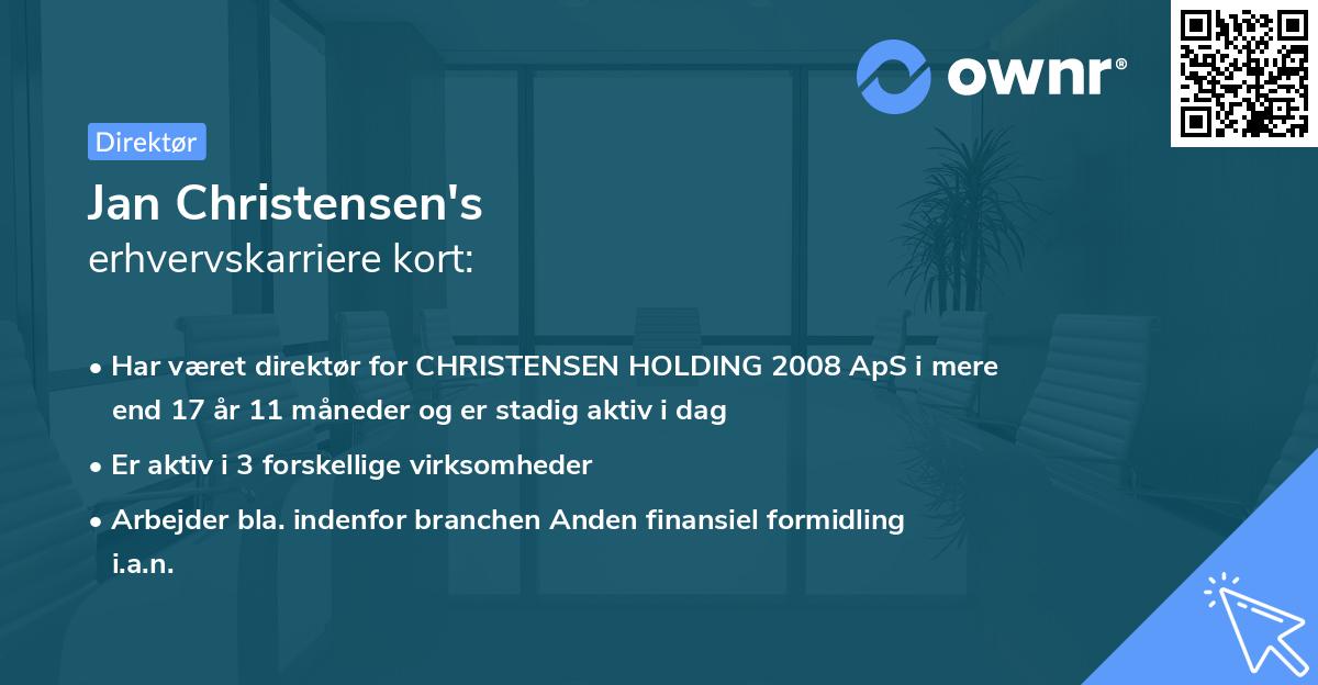 Jan Christensen's erhvervskarriere kort