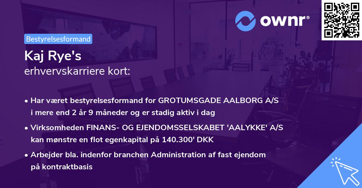 Kaj Rye's erhvervskarriere kort