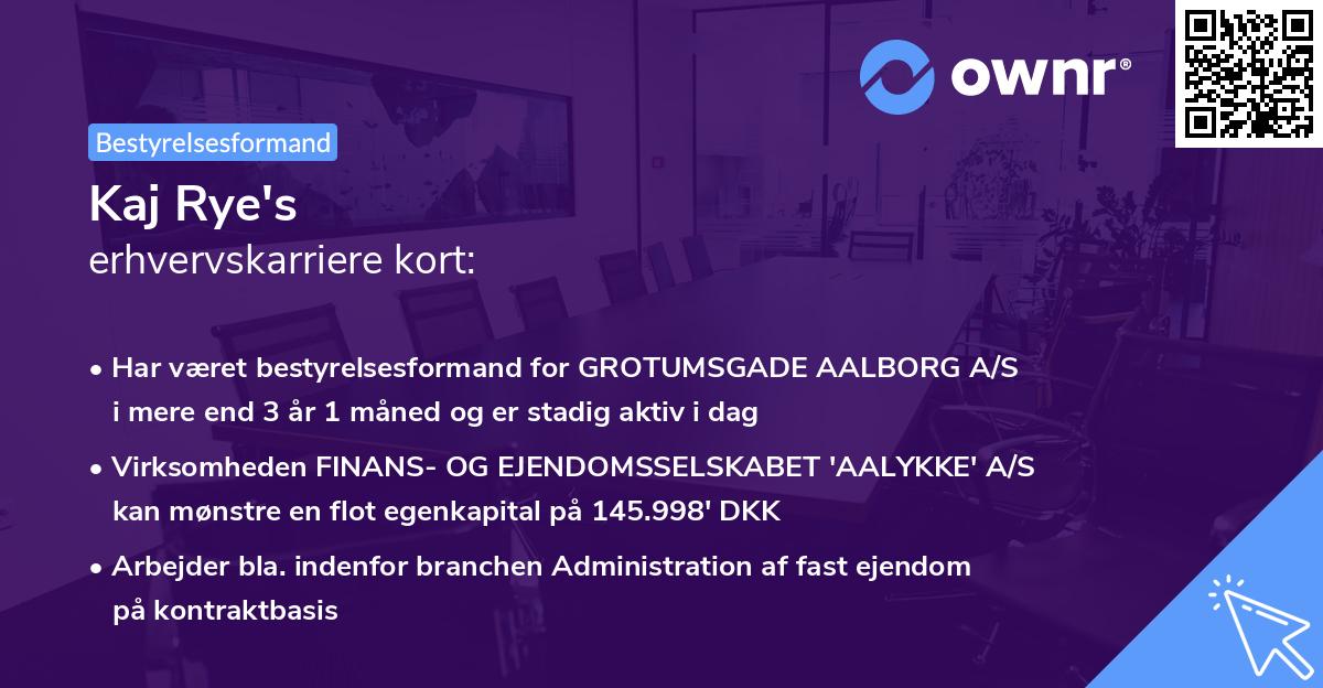 Kaj Rye's erhvervskarriere kort