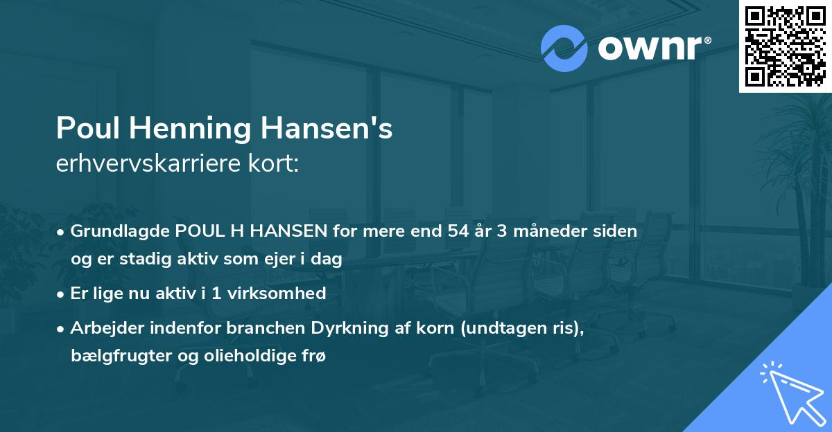Poul Henning Hansen's erhvervskarriere kort