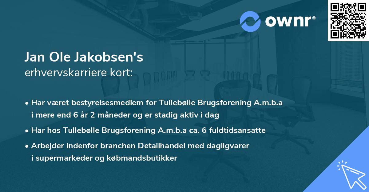 Jan Ole Jakobsen's erhvervskarriere kort